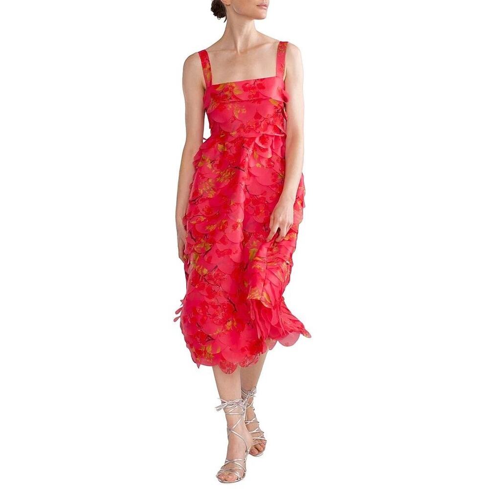 Cynthia Rowley Scalloped Petal Midi Dress floral cherry blossom pink size 4 - Picture 16 of 16